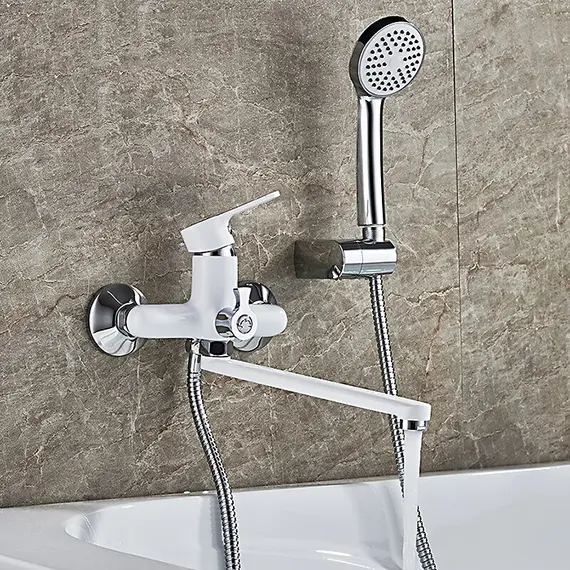 Смеситель для ванны Ledeme L2203W белый универсальный белый/хром, изображение 14