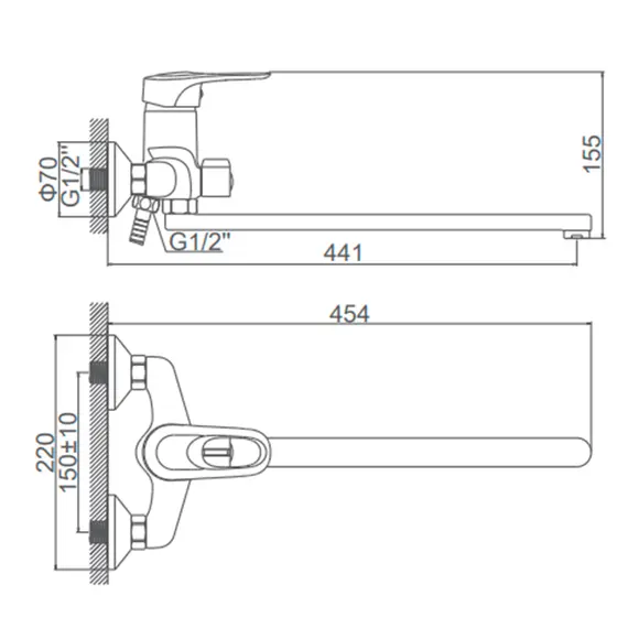 Смеситель для ванны Ledeme H04A L2204A суперсталь, изображение 2