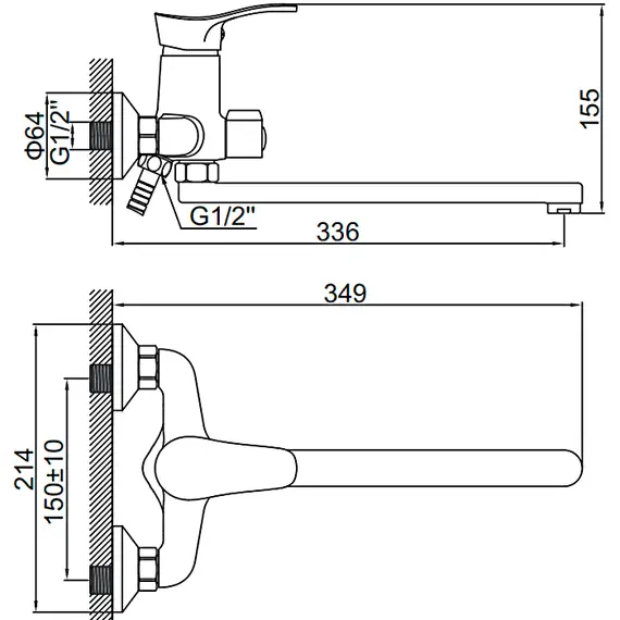 Смеситель для ванны Ledeme H14-B L2214-B хром, изображение 3