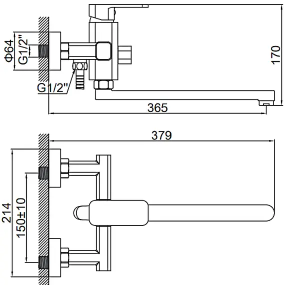 Смеситель для ванны Ledeme H33 L2233 хром, изображение 2