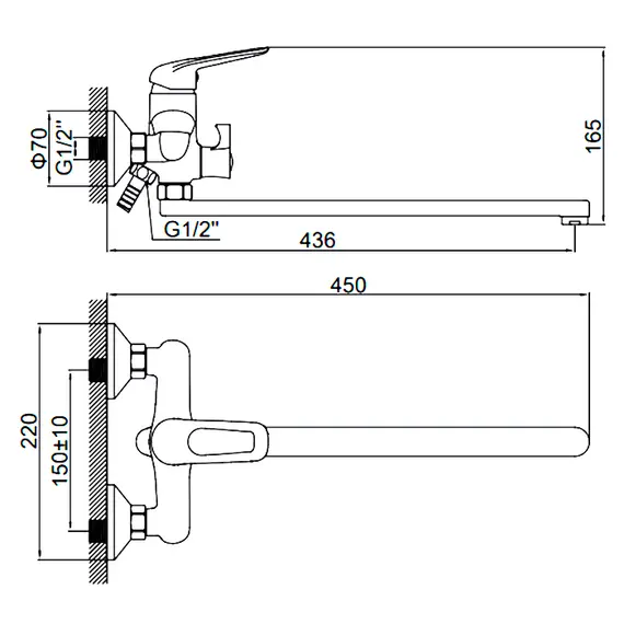 Смеситель для ванны Ledeme H48 L2248 хром, изображение 2