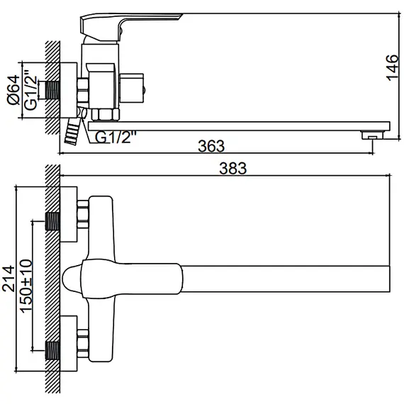 Смеситель для ванны Ledeme H58 L2258 хром, изображение 2