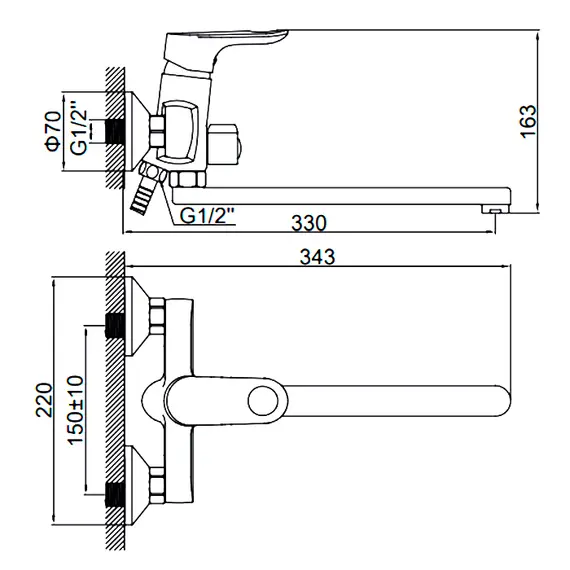Смеситель для ванны Ledeme H60 L2260 хром, изображение 3