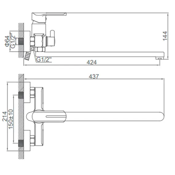 Смеситель для ванны Ledeme H66 L2266 хром, изображение 2