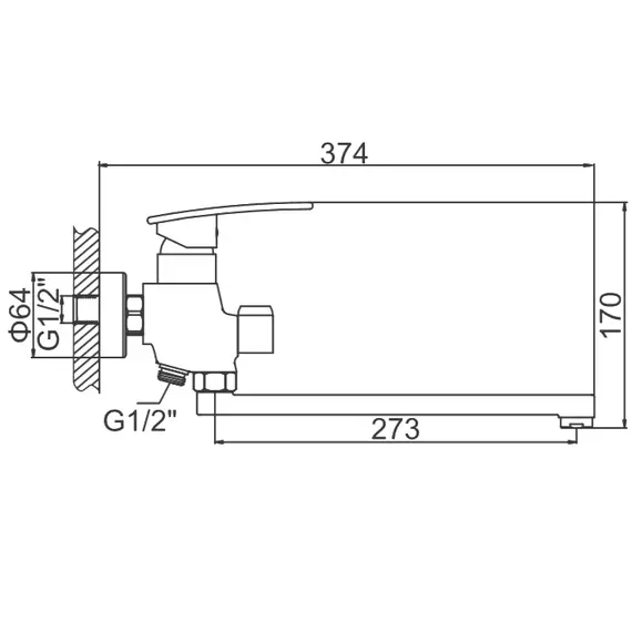 Смеситель для ванны Ledeme H70 L2270 хром, изображение 2