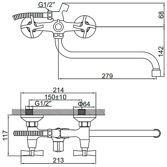 Смеситель для ванны Ledeme H22 L2322 хром, изображение 3