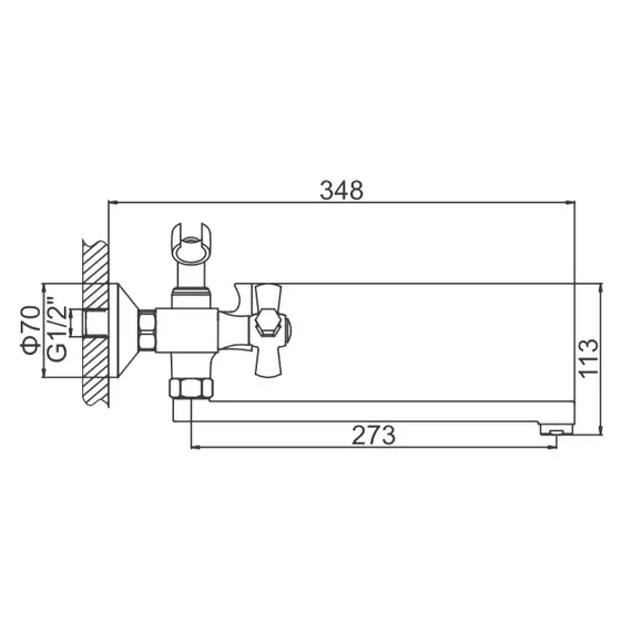 Смеситель для ванны Ledeme H90 L2590 хром, изображение 2