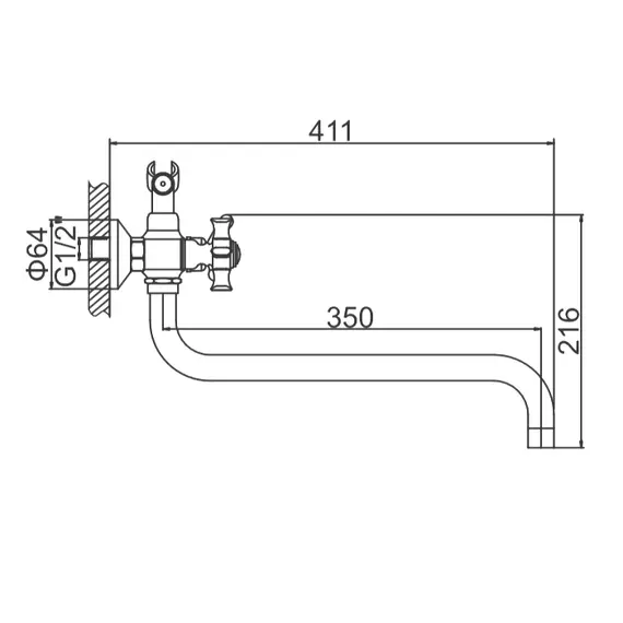 Смеситель для ванны Ledeme H11 L2611-2 хром, изображение 2