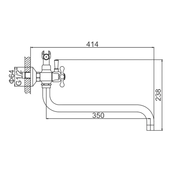 Смеситель для ванны Ledeme H19-1 L2619-1 матовый хром, изображение 2