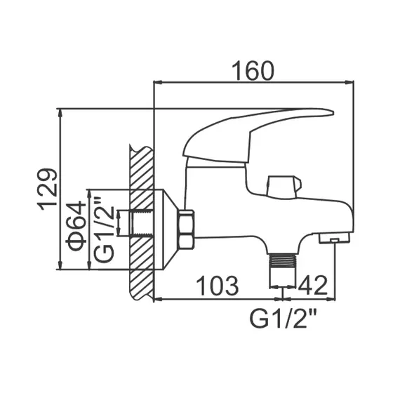 Смеситель для ванны Ledeme H02-B L3002-B хром, изображение 2