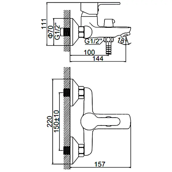 Смеситель для ванны Ledeme H03 L3003 хром, изображение 2