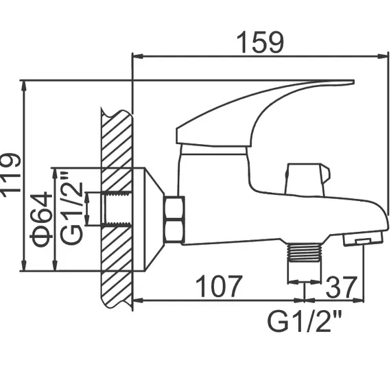 Смеситель для ванны Ledeme H36 L3036 хром, изображение 2