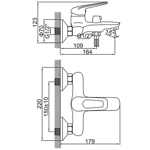 Смеситель для ванны Ledeme H48 L3248 хром, изображение 2