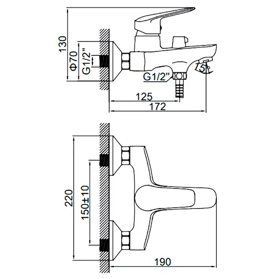 Смеситель для ванны Ledeme H51 L3251 хром, изображение 2