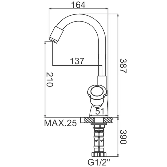 Смеситель для кухни с гибким изливом Ledeme L4022-1 хром, изображение 2
