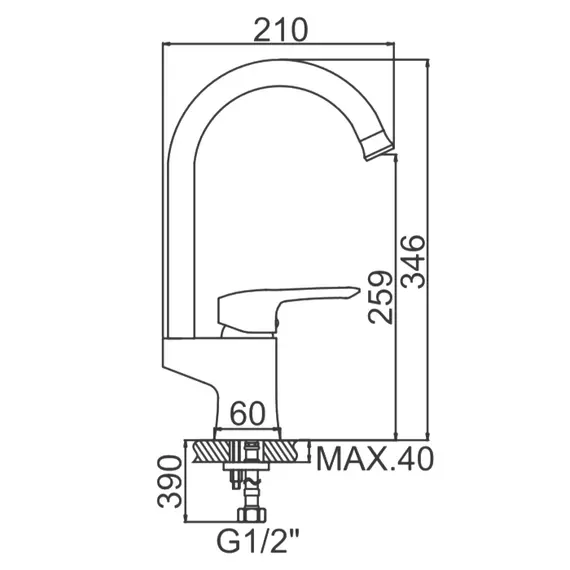 Смеситель для кухни Ledeme H25A L4025A суперсталь, изображение 2