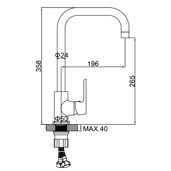 Смеситель для кухни Ledeme H53 L4053 хром, изображение 2