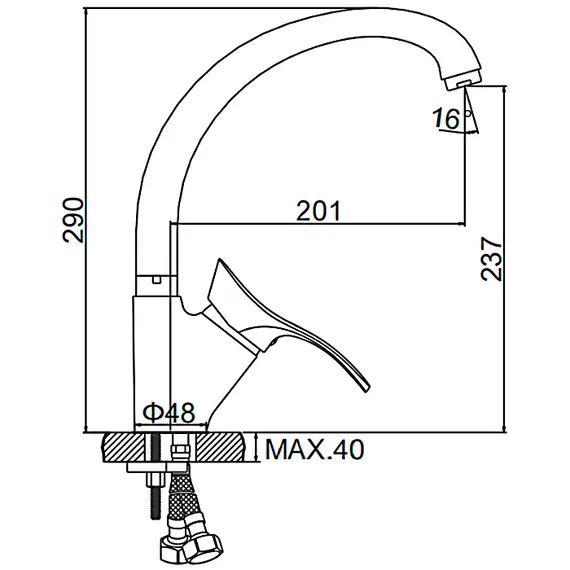 Смеситель для кухни Ledeme H01-1 L4101-1 матовый хром, изображение 2