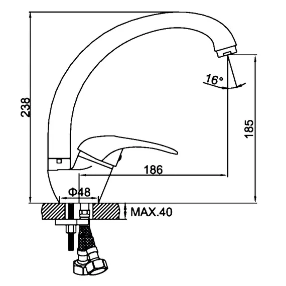 Смеситель для кухни Ledeme H02-B L4102-B хром, изображение 2