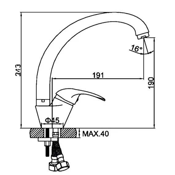 Смеситель для кухни Ledeme H15 L4115 хром, изображение 2