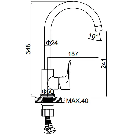 Смеситель для кухни Ledeme H34 L4134-2 хром, изображение 2
