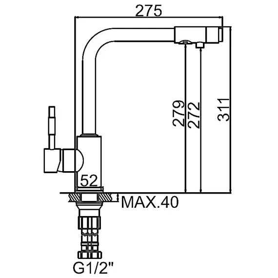 Смеситель для кухни со встроенным краном под фильтр питьевой воды Ledeme L4155-3 хром, изображение 2