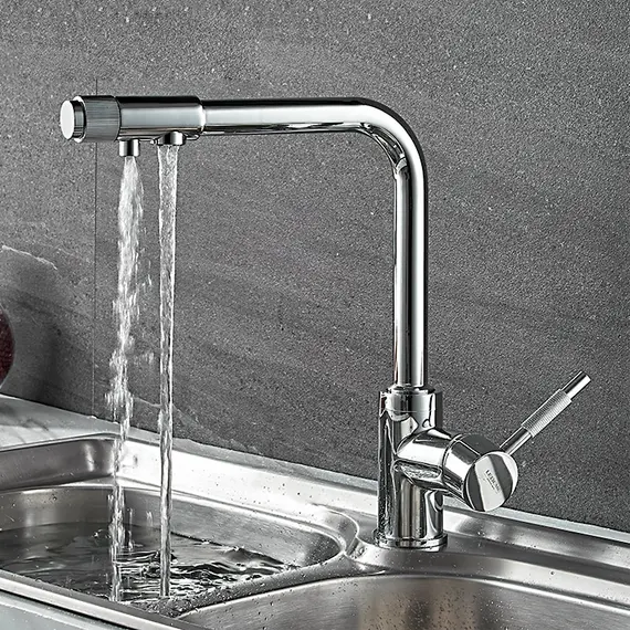 Смеситель для кухни со встроенным краном под фильтр питьевой воды Ledeme L4155-3 хром, изображение 9