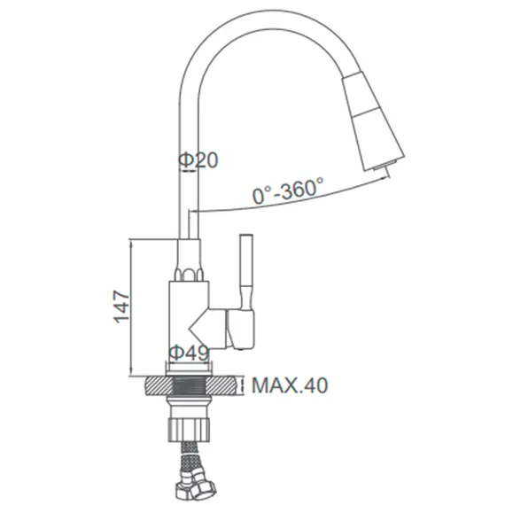 Смеситель для кухни с гибким изливом с душем Ledeme Rainbow R L4199-2 черный/хром, изображение 2