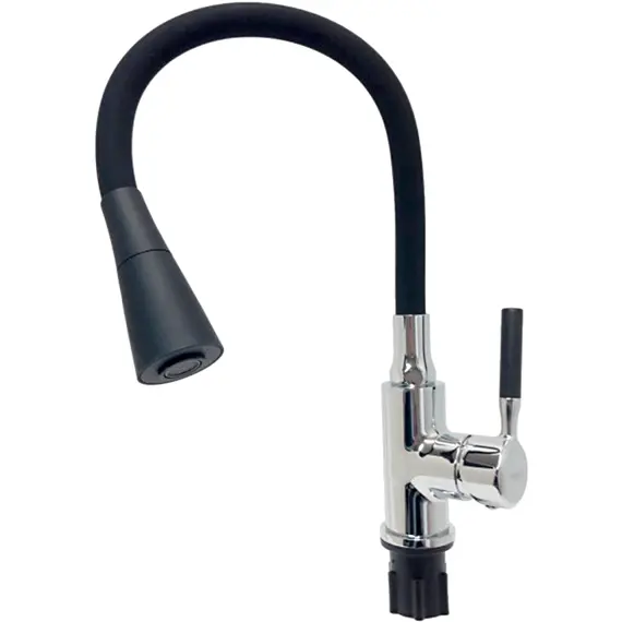 Смеситель для кухни с гибким изливом с душем Ledeme Rainbow R L4199-2 черный/хром, изображение 6