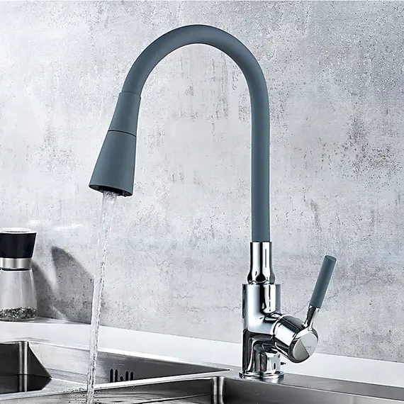 Смеситель для кухни с гибким изливом с душем Ledeme Rainbow L4199-9 хром, изображение 7