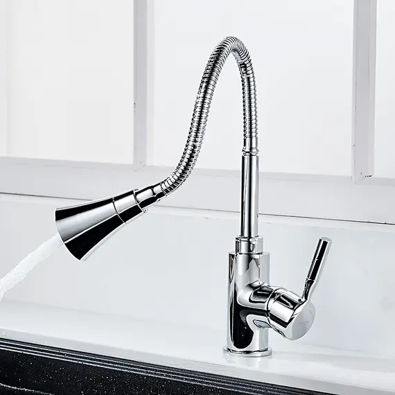 Смеситель для кухни с гибким изливом с душем Ledeme 7L4199 хром, изображение 11