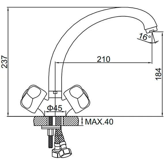 Смеситель для кухни Ledeme H26 L4226 хром, изображение 3