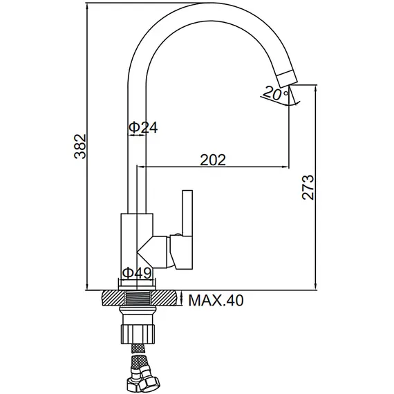Смеситель для кухни Ledeme L4299A суперсталь, изображение 3