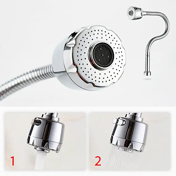 Смеситель для кухни с гибким изливом с душем Ledeme R L4302-B силумин хром, изображение 10