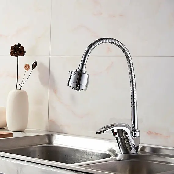 Смеситель для кухни с гибким изливом с душем Ledeme R L4302-B силумин хром, изображение 7