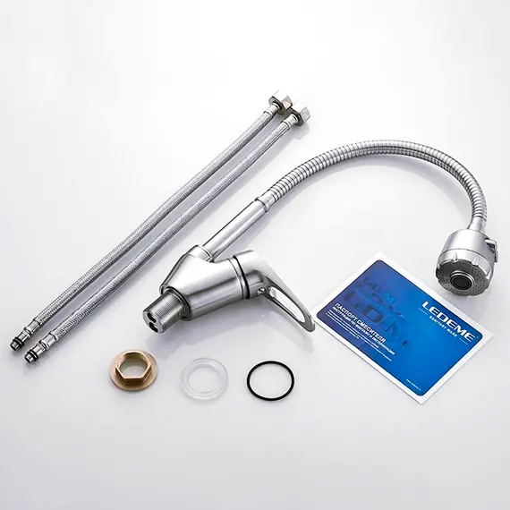 Смеситель для кухни с гибким изливом с душем Ledeme H13 L4313 хром, изображение 3