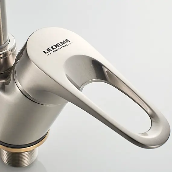 Смеситель для кухни с гибким изливом с душем Ledeme H13A L4313A суперсталь, изображение 9