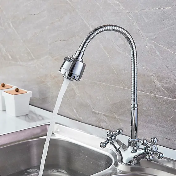 Смеситель для кухни с гибким изливом с душем Ledeme R L4319-3 хром, изображение 3