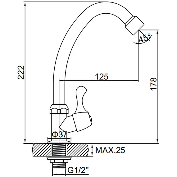 Смеситель для кухни Ledeme L4395 хром, изображение 3