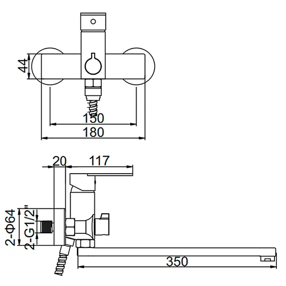 Смеситель для ванны Gerhans K13 K13123 хром, изображение 2