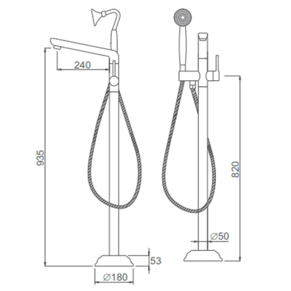 Напольный смеситель для ванны Gerhans K13219-1 хром, изображение 2