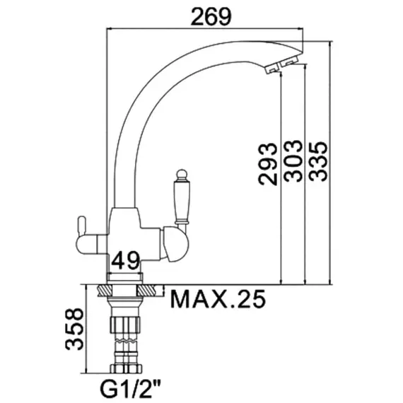Смеситель для кухни со встроенным краном под фильтр питьевой воды Ledeme R L4455A-3 суперсталь, изображение 2
