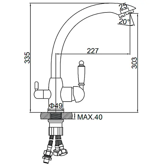 Смеситель для кухни со встроенным краном под фильтр питьевой воды Ledeme 7 L4455W-3 белый, Основной цвет: Белый, изображение 2