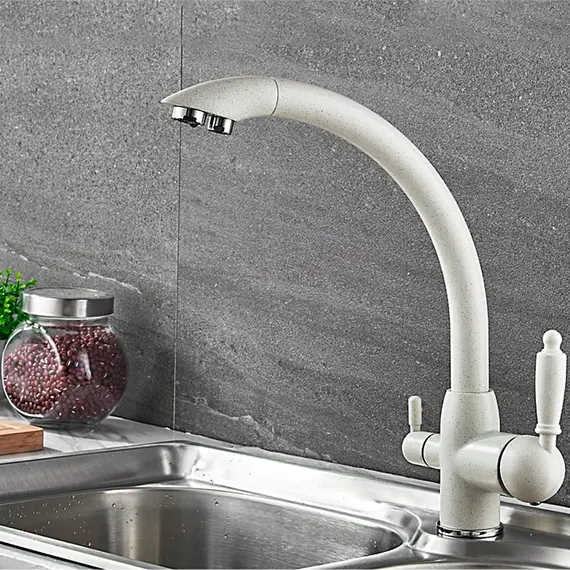 Смеситель для кухни со встроенным краном под фильтр питьевой воды Ledeme 7 L4455W-3 белый, Основной цвет: Белый, изображение 3