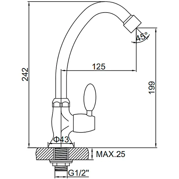 Смеситель для кухни Ledeme L4495 хром, изображение 2