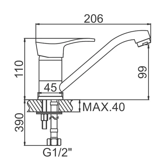 Смеситель для кухни Ledeme H14-B L4514-B хром, изображение 2