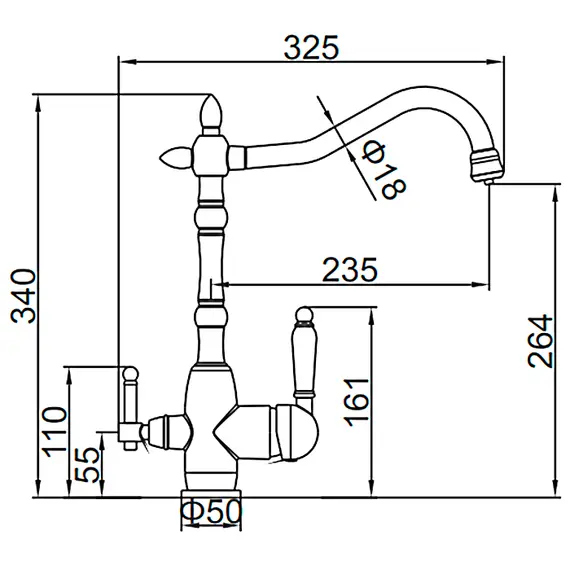 Смеситель для кухни со встроенным краном под фильтр питьевой воды Ledeme L4555-3 хром, изображение 2