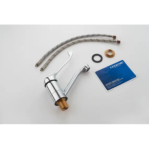 Локтевой смеситель для раковины Ledeme H79 L4579-2 хирургический хром, изображение 12