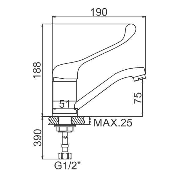 Локтевой смеситель для раковины Ledeme H79 L4579-2 хирургический хром, изображение 2