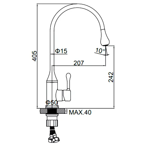 Смеситель для кухни Ledeme L4599 хром, изображение 3